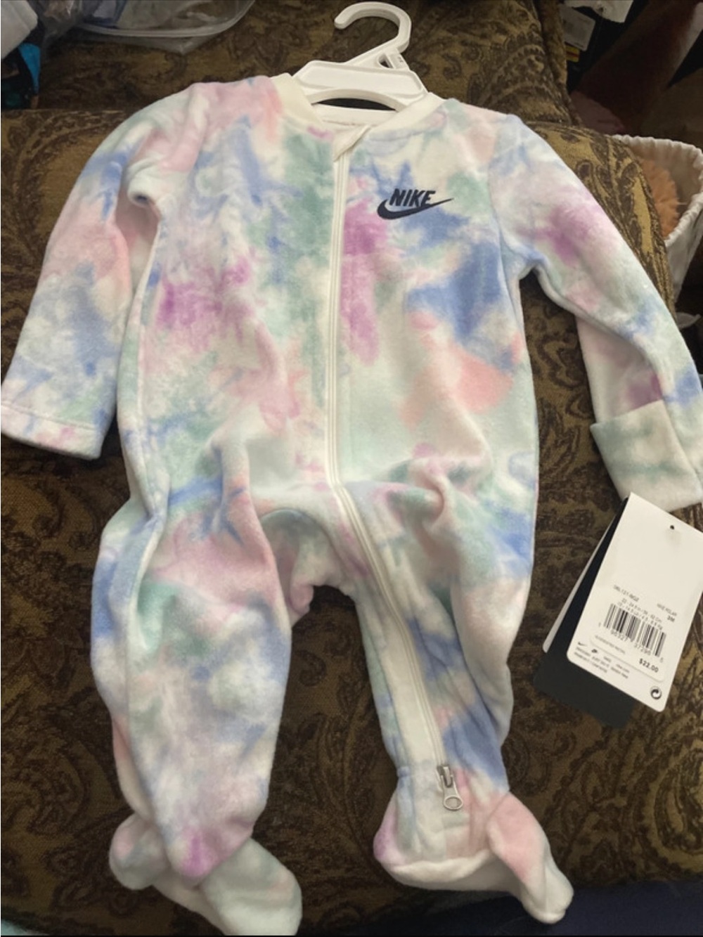 Nike Pastel Tie-Dye Fleece Footie - Pink, Blue, Green, Purple